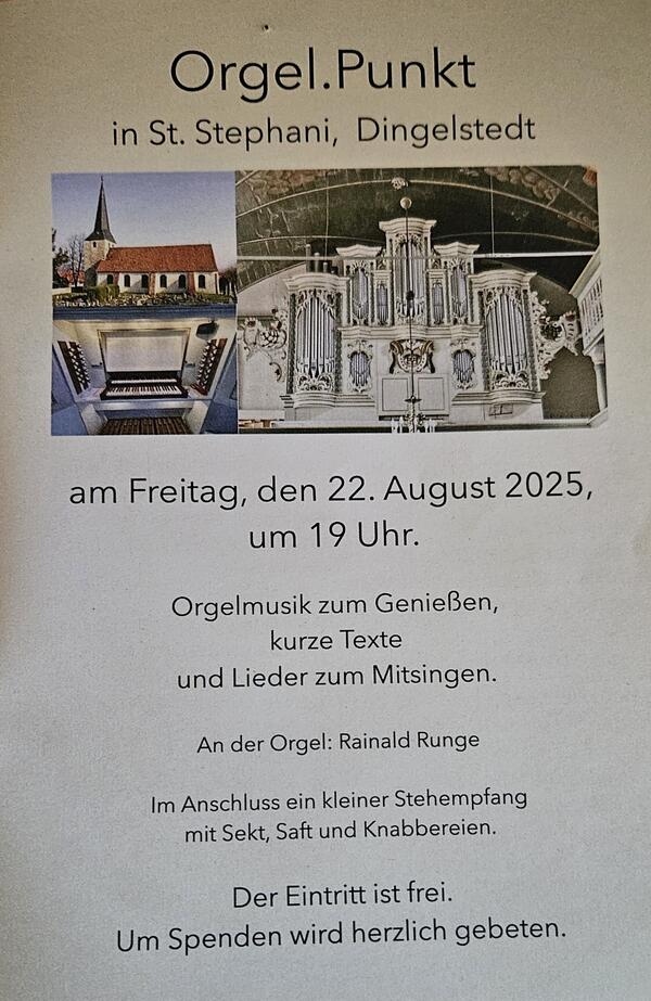 Bild vergrößern: Orgel.Punkt 22.08.2025, Dingelstedt